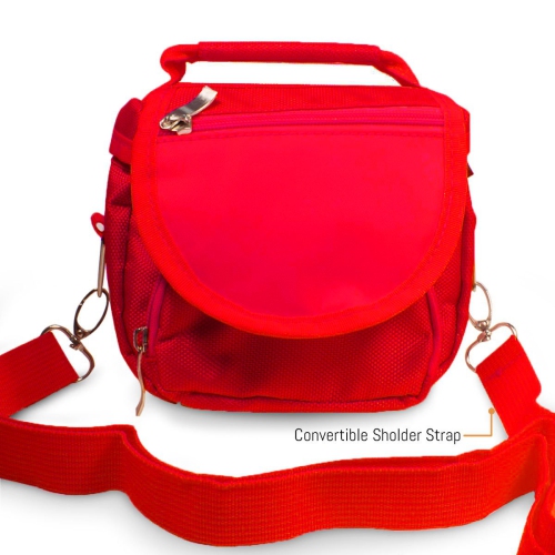 Travel Bag for Super Nintendo Mini Classic Edition - Fits Console + Cable + 2 Controllers - Includes Shoulder Strap + Carry Handle - RED