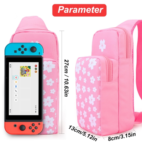 Cute Travel Bag for Nintendo Switch/OLED/Lite, Portable Shoulder Crossbody Sling Carrying Storage Backpack for NS Consolo, Charging Dock, Joy-Cons,