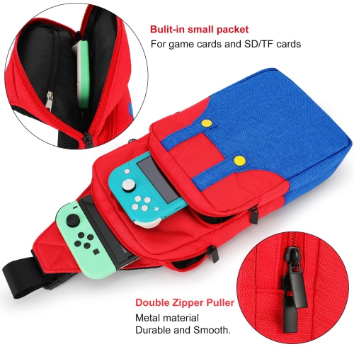Cute Travel Bag for Nintendo Switch/ Lite / OLED, Portable Small Sling Crossbody Shoulder Carrying Storage Backpack for NS Consolo, Charging Dock,