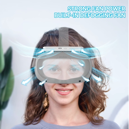 HiBloks Cooling Fan Face Cover for Meta/Oculus Quest 2 Accessories, Soft Lycra Cotton Face Cover, Quest 2 Cooling Fan Active Air Circulation