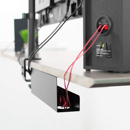 Under Desk 17 inch Cable Management Trays, Power Strip Holders, Cord Organizers, Wire Tamers for Office and Home, Black, 2 Pack, DESK-AC06-2C