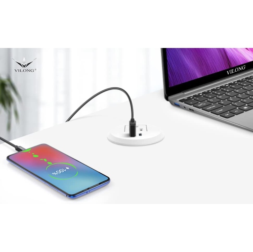 2 inch Desk Power Grommet Outlet, Power Strip Socket, 18W PD Fast Charging USB-C Grommet,Connect 1 AC Plug, Power Station Center for Furniture