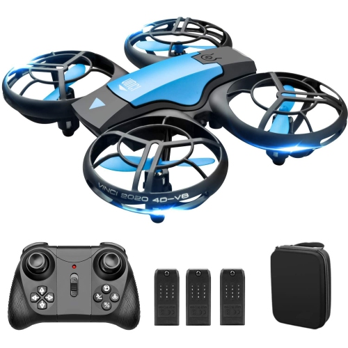 HLD 4Dv8 Drone for Kids And Beginners, Rc Mini Quadcopter Toys for Boys And Girls, With 3 Batteries, Altitude Hold, Headless Mode, Throwing Go, 3D Flip And 3 Speed Modes Aeroplane, Blue