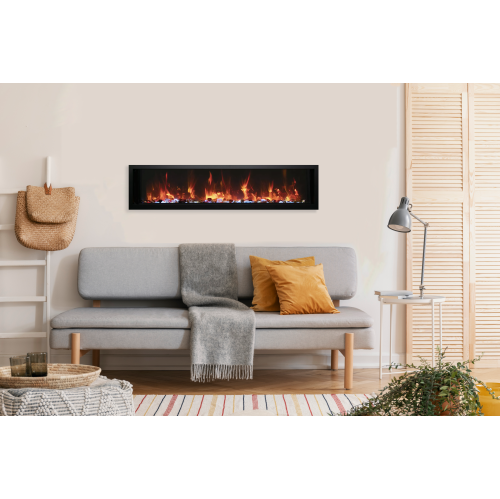 Amantii BI-50-SLIM-OD-OOB-9 Electric Fireplace –Refurbished(Good)- Built-in only with black steel surround