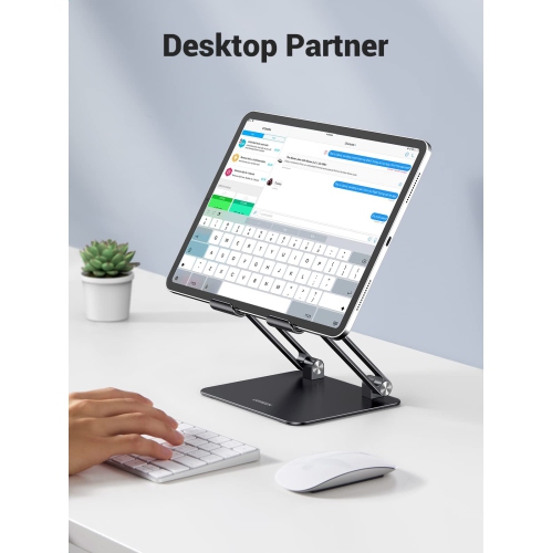 Tablet Stand Holder for Desk, Aluminum Desktop Tablet Holder Dock Adjustable Foldable Riser Compatible with iPad Pro 12.9, 9.7, 10.5, iPad Air, iPad