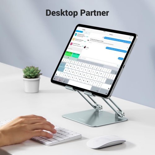 Tablet Stand Holder for Desk, Aluminum Desktop Tablet Holder Dock Adjustable Foldable Riser Compatible with iPad Pro 12.9, 9.7, 10.5, iPad Air, iPad