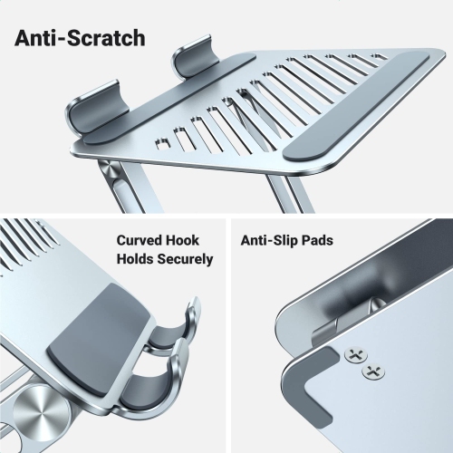 Tablet Stand Holder for Desk, Aluminum Desktop Tablet Holder Dock Adjustable Foldable Riser Compatible with iPad Pro 12.9, 9.7, 10.5, iPad Air, iPad