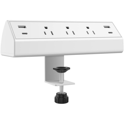 Desk Clamp Power Strip USB C,2 PD 20W USB C Charger,Total 40W Fast Charging Station,Desk Edge Mount Power Strip,3 Widely Spaced Outlets Surge