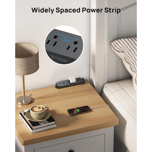 Desk Clamp Power Strip with USB-C PD 20W, Surge Protector, 4 AC Outlets & 4 USB Ports, ETL Listed, 6ft Flat Plug Extension Cord, Fits 1.97" Table