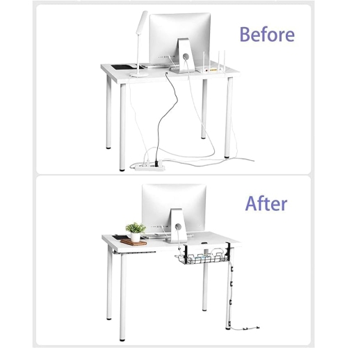 2 range-câbles sous le bureau, plateau de rangement sous le bureau sans fil, protecteur de câble, cordon de rangement de bureau, accessoires de