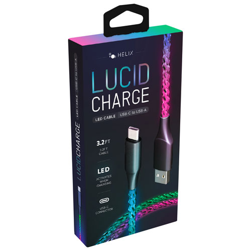 Helix Lucid Charge LED 1m USB-A to USB-C Charge/Sync Cable (ETHACLED)