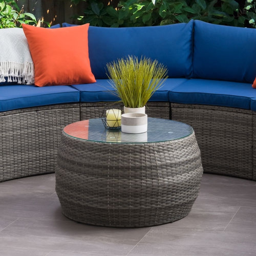 CORLIVING  Parksville Modern Round Patio Coffee Table - In Grey