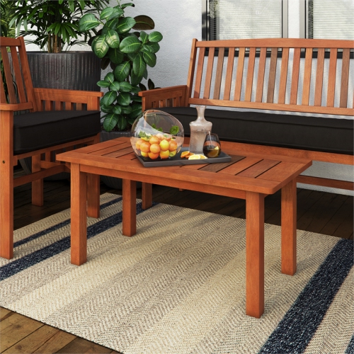 Miramar Contemporary Rectangular Outdoor Coffee Table - Cinnamon Brown