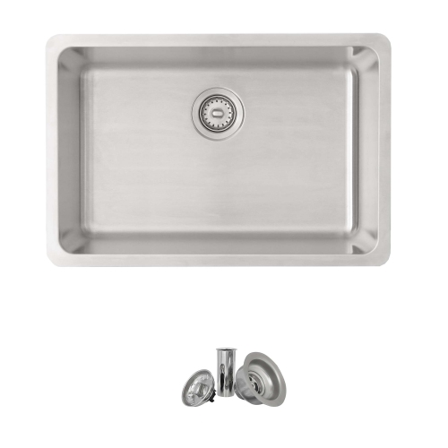 Image 1 of 10.. Stylish Dual-Mount 27" Stainless Steel Single Bowl Kitchen Sink S-406T