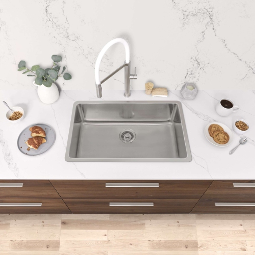 Stylish Dual-Mount 27" Stainless Steel Single Bowl Kitchen Sink S-406T