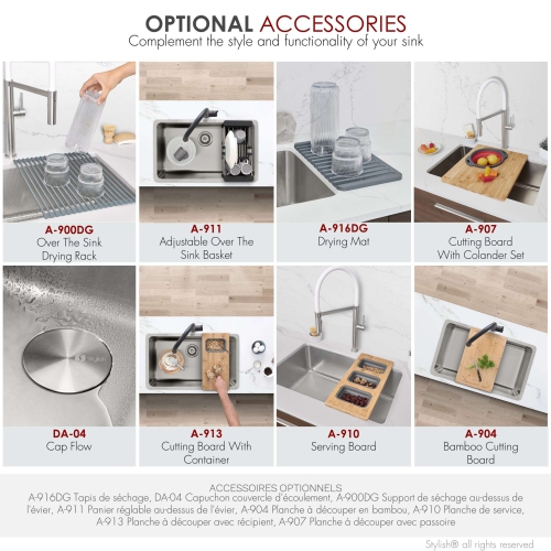 Stylish Dual-Mount 27" Stainless Steel Single Bowl Kitchen Sink S-406T