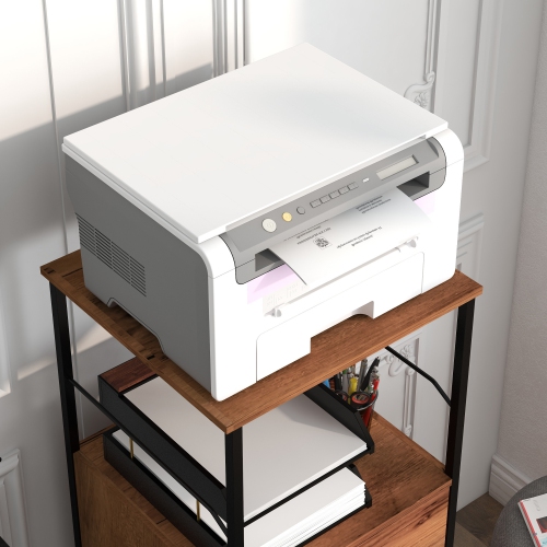 Vinsetto Vertical Filing Cabinet, 42.5" Tall File Cabinet with 2 Drawers, Open Shelf, Hanging Bars for Letter and A4 Size, Industrial Printer Stand