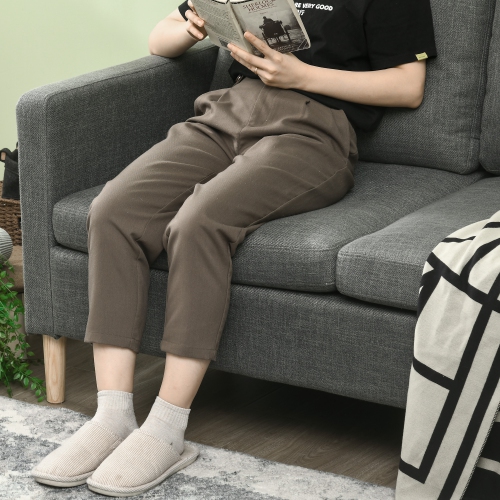 HOMCOM 56" Loveseat Sofa for Bedroom, Modern Love Seats Furniture, Upholstered 2 Seater Couch with Side Pockets, Solid Wood Frame for Living Room,