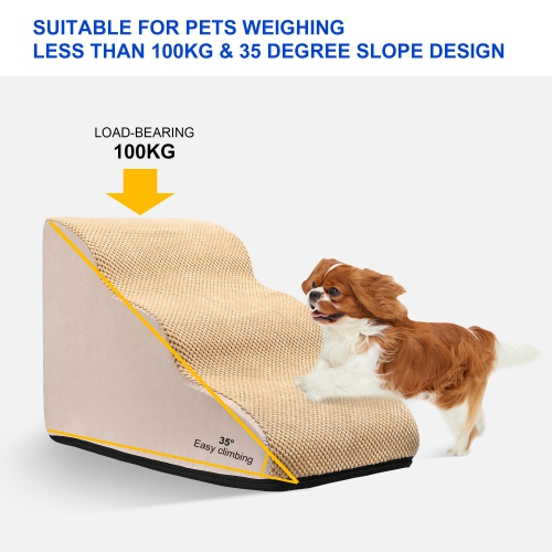 Escaliers pour animaux de compagnie haute résistance avec dessous antidérapant, rampe pour chiens escalier à 3 niveaux pour lit de table et chien