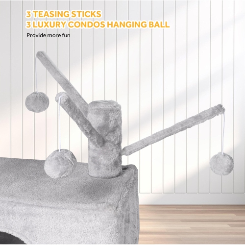 Grey Small Breed Cat Scratchers ,Cat Tree Cat Tower With Hammock And A Large Sisal Scratching Board