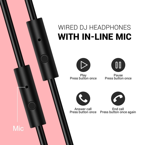 Casque d'écoute avec fil de OneOdio pour femmes deux prises avec micro - Rose