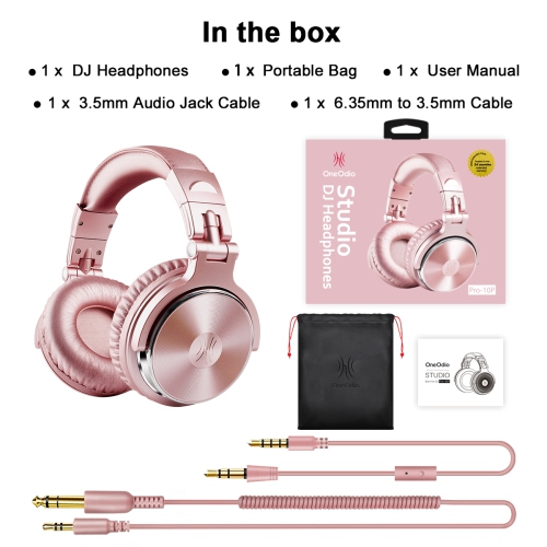 Casque d'écoute avec fil de OneOdio pour femmes deux prises avec micro - Rose