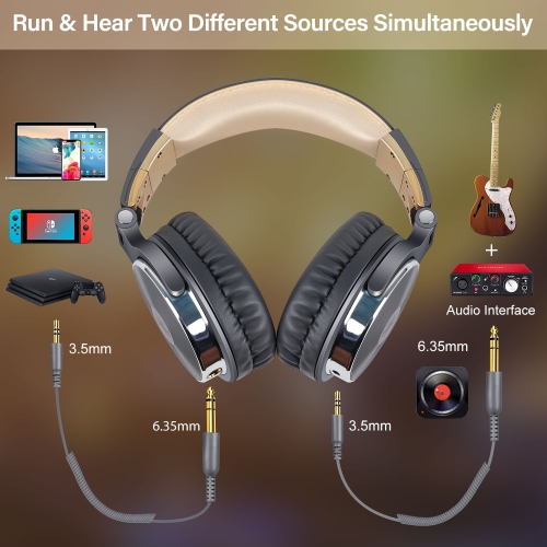 Casque d'écoute avec fil OneOdio avec transducteur Mic-50 mm offrant un son HIFI - Gris