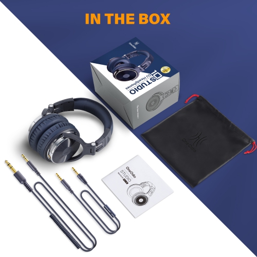 OneOdio Wired Over-Ear Headphones with Mic-Noise Cancelling Earcups & Dual Ports-Dark Blue