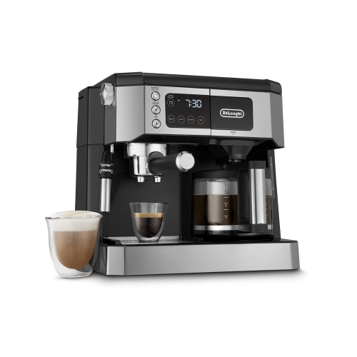 DE'LONGHI  All-In-One Combination Coffee Maker & Espresso Machine + Advanced Adjustable Milk Frother for Cappuccino & Latte + Glass Coffee Pot
