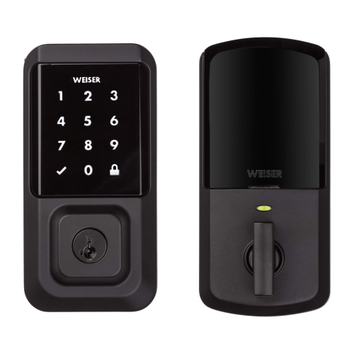 Weiser Halo Matte Black WiFi Smart Lock, Keyless Entry Door Lock, Touchscreen Keypad Door Lock, Amazon Alexa & Google Assistant/Google Home