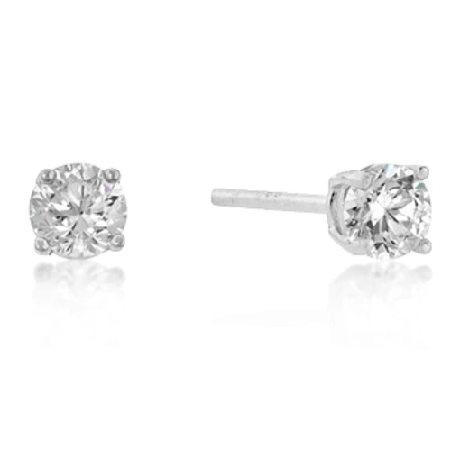 JGI  7MM New Sterling Round Cut Cubic Zirconia Studs In Silver