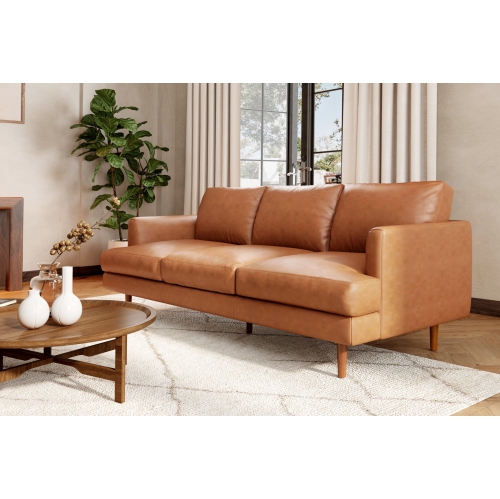 Valencia Grosseto Top Grain Leather Sofa, Three Seats, Cognac Color