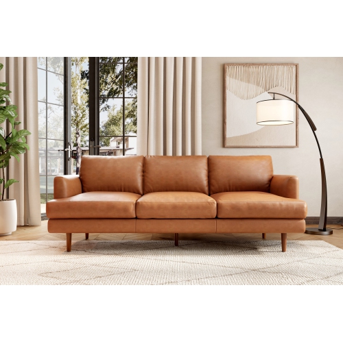 Valencia Grosseto Top Grain Leather Sofa, Three Seats, Cognac Color