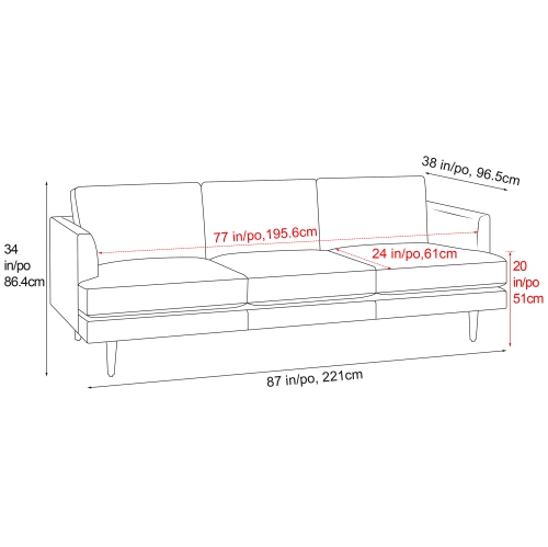 Valencia Grosseto Top Grain Leather Sofa, Three Seats, Cognac Color