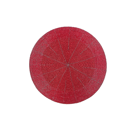 MAISON CONCEPTS  Christmas Beaded Round Placemat - Set Of 4 In Red