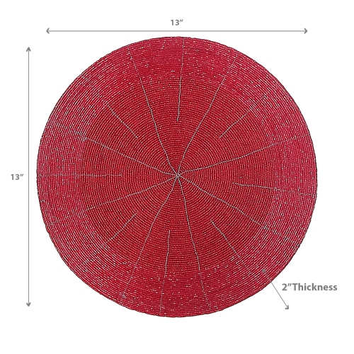 Maison Concepts Christmas Beaded Round Placemat Red - Set of 4