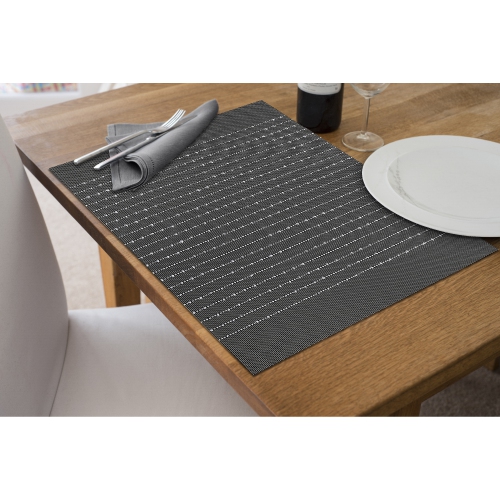 Maison Concepts Vinyl Cotton Placemat Pinstripe Black - Set of 12