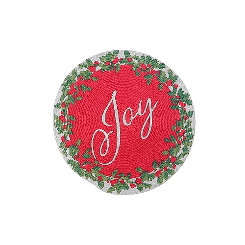 MAISON CONCEPTS  Christmas Printed Round Cotton Rope Placemat Joy - Set Of 12