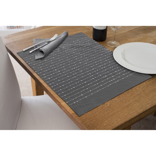 Maison Concepts Vinyl Cotton Placemat Pinstripe Gray - Set of 12