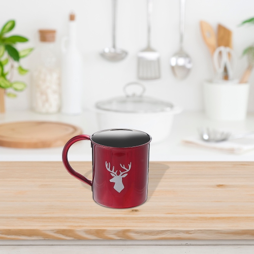 Maison Concepts Christmas Stainless Steel Mug With Printing Reindeer - Set of 2
