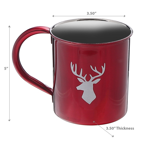 Maison Concepts Christmas Stainless Steel Mug With Printing Reindeer - Set of 2