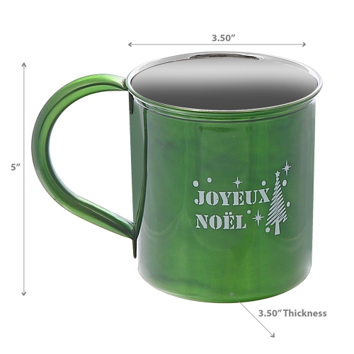 Maison Concepts Christmas Stainless Steel Mug With Printing Joyeux Noel - Set of 2