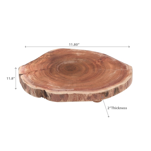 Maison Concepts Acacia Wood Live Edge Round Board With Stand