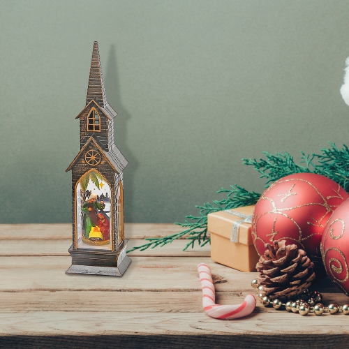 Maison Concepts Led Bronze Church With Nativity Scene