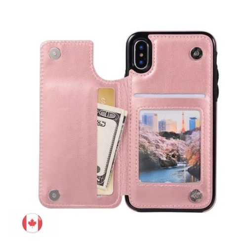 KEEGUARD  for Iphone 14 Pro Max Wallet Case Card Holder Kickstand Slot Magnetic Shockproof Cover - Golden Rose