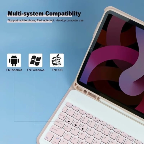 Keeguard Leather iPad 9 8 7 10.2 Keyboard Case with Pen Holder - Compatible with Apple iPad Air 3, 10.2 iPad 9th, 8th, and 7th Gen