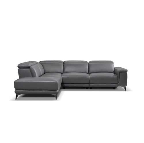 Valencia Pista Contemporary Grey Top Grain Leather Power Reclining Sectional