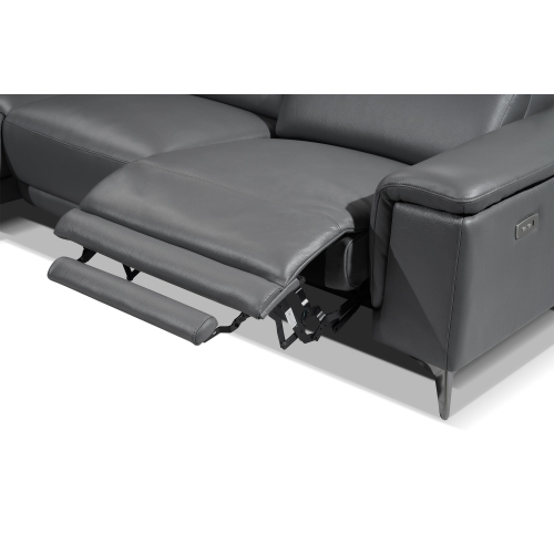 Valencia Pista Contemporary Grey Top Grain Leather Power Reclining Sectional