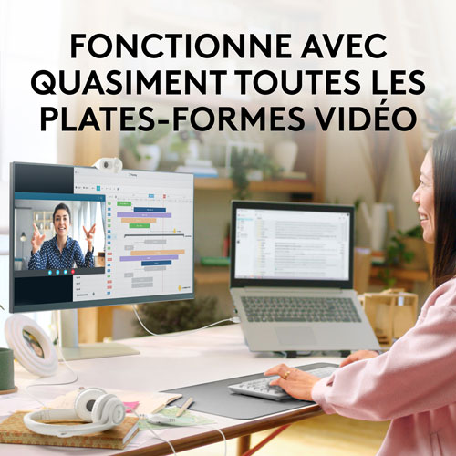 Logitech Brio 100 Full HD 1080p Webcam with Built-in Microphone - White