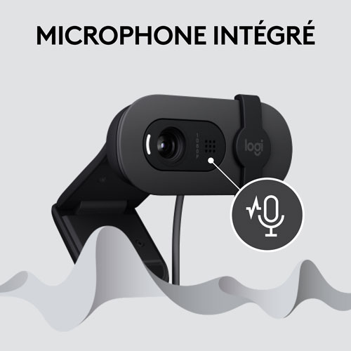 Caméra Web HD intégrale 1080p Brio 100 de Logitech avec microphone intégré - Graphite
